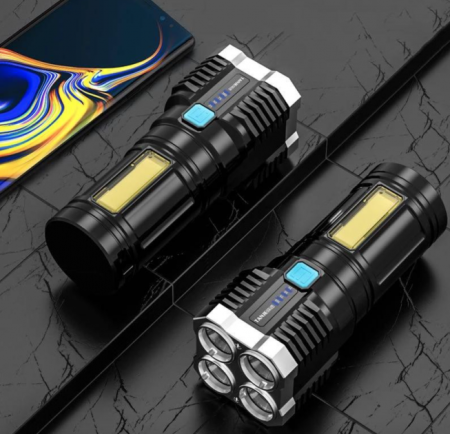 Фонарь LS03 на 4 LED с боковым светом COB 