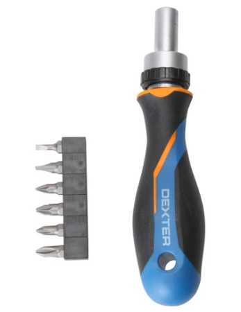 Dexter (895677) Отвертка с храповым механизмом + 6 бит БУ
