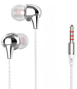 Наушники Economic Piston White-Silver with mic + button call answering
