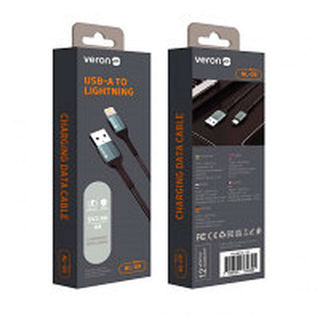 Cable USB to Lightning 2.4A (1m) Veron NL09 Nylon Black