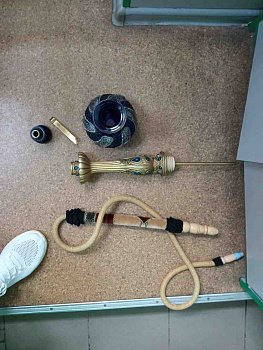 Антикварний перський кальян 50 см кобальтове скло