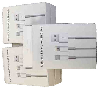 Кабель USB 2в1 (Lightning и Micro USB)