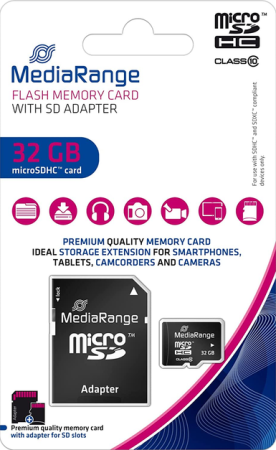 MediaRange microSDHC 32GB Class 10+ SD адаптер (MR959) БУ