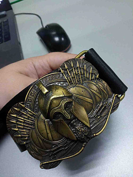 Шкіряний ремінь з пряжкою з нейзильберу "Спартанець"