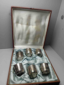 Стопки коньячные 6 шт. Мельхиор с позолотой. ЮММЕТ СССР