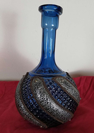 Антикварний перський кальян 50 см кобальтове скло БУ