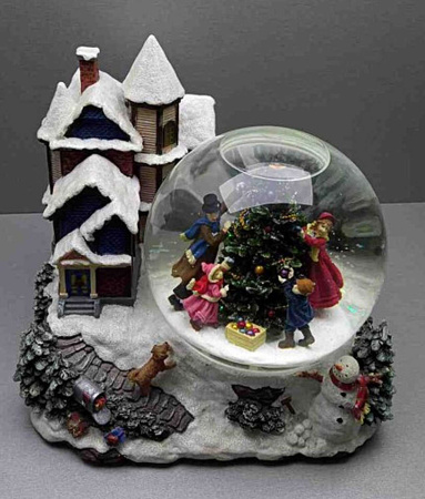 Музыкальный снежный шар стеклянный с подсветкой БУ