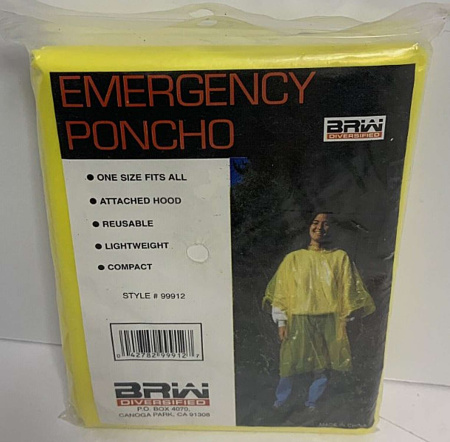 BRW Diversified Emergency Poncho Attached Hood OldGnu