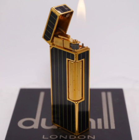 Dunhill Lighter BLACK Enamel Gold stripe Pattern БУ