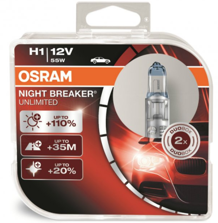 OSRAM H1 12V 55W +110% Night Breaker Unlimited (64150-NBU) DUOBOX  БУ